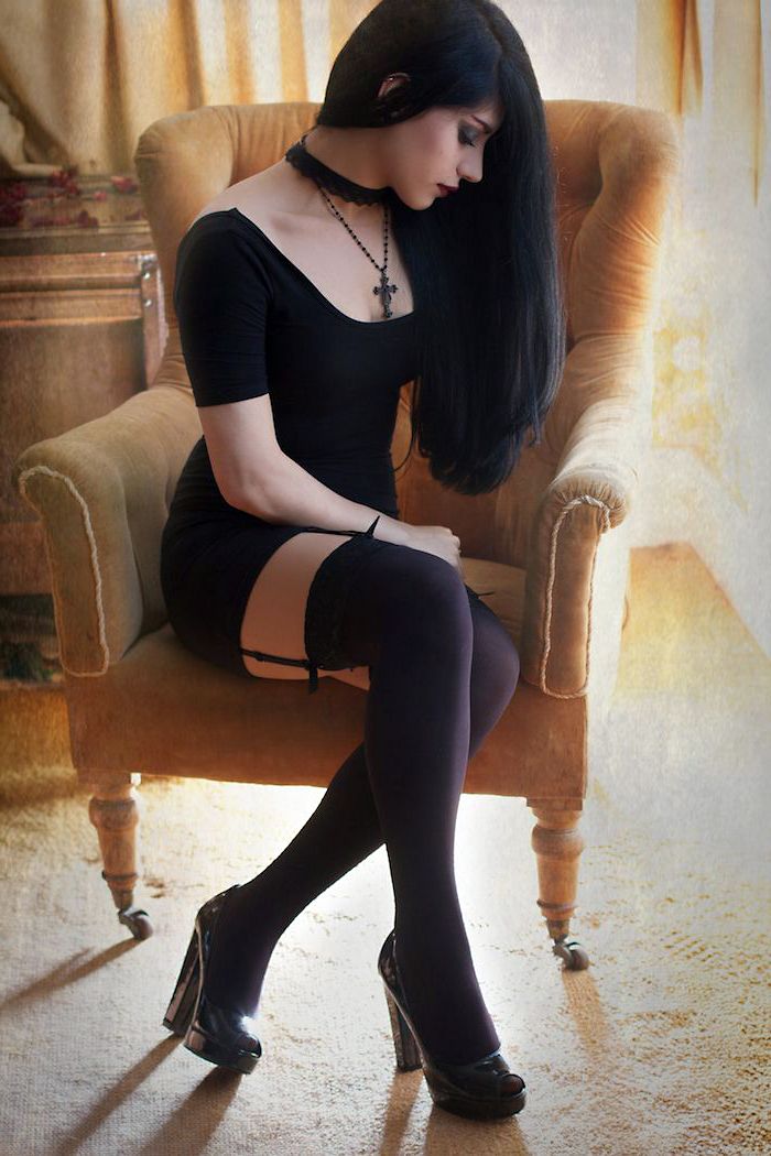 Goth girl in fishnet stockings topless emo hotties