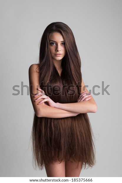 Naked women with long hair