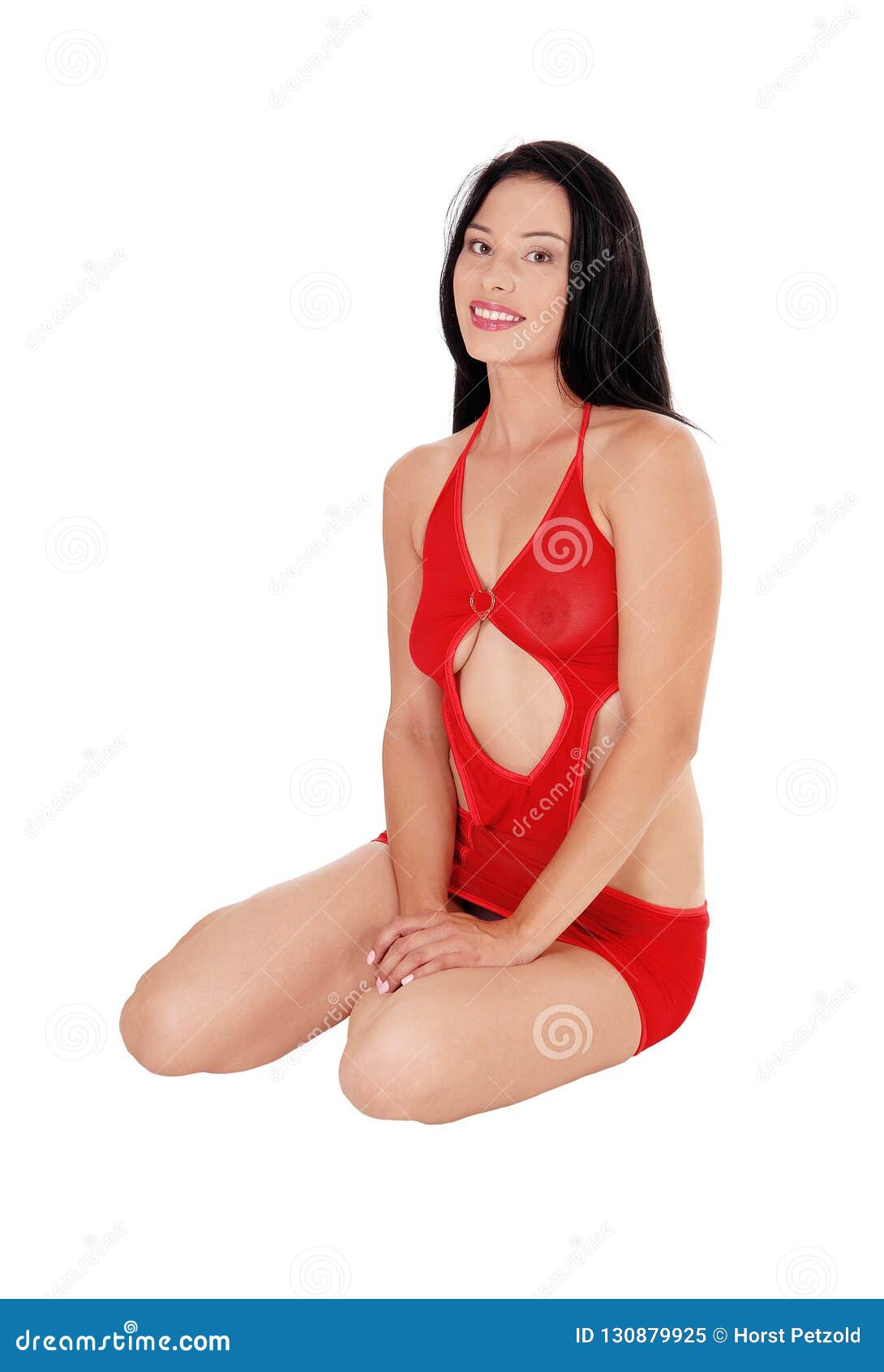 Lady in red lingerie